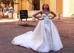 New Arrivals Mermaid Wedding Dresses With Removable Train Vestido De Noiva Sereia Shoulder Straps Backless Sexy Lace Gowns2050249