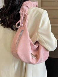 Hobo Premium Texture Large Capacity Shopping Bags For Women Fashion Trendy Zipper Design Pleated Shoulder Bag Lady Handbags
