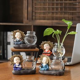 Vases Green Luo Aquatic Flower Pots Transparent Glass Arrangement Creative Plant Wares Living Room