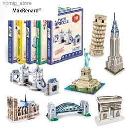 3D 퍼즐 Maxrenard Mini 3D 스테레오 마이크로 퍼즐 종이 DIY 모델 세계 유명한 구조 장난감 어린이 성인 가정 장식 선물 선물 Y240415