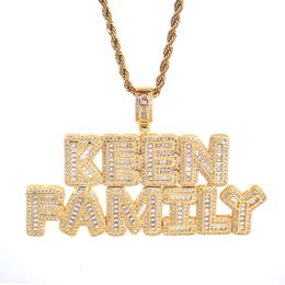 Custom Cubic Zirconia Link Iced Moissanite Chains 10K Hollow Hip Hop Big Men Jewellery 2 Layer Name Plate Pendants