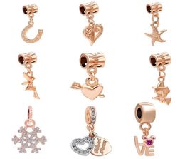 Free Shipping MOQ 20pcs rose gold Starfish Angel Magic Girl hanging Bead Charms fit Original Bracelet Jewellery DIY J0244048699