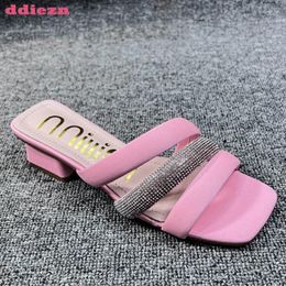 Dress Shoes Women Pumps Rhinestones High Heels 2024 Female Summer Fashion Pointed Toe Ladies Sandals Slides Footwear Slippers