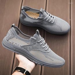 Casual Shoes Breathable Mens Air Mesh Men Loafers Handmade Cool Flats Outdoor Moccasins Hollow Out Sneakers Comfy Man Lazy