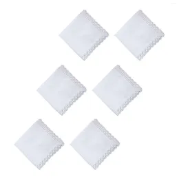 Bow Ties 6 Pieces Pure White Lace Handkerchiefs Soft Wedding Hankies For Gift