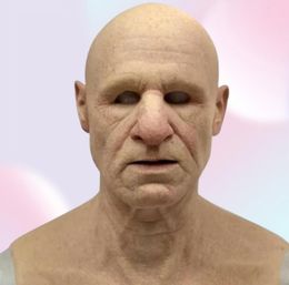 Party Masks Kuulee Cosplay Bald Old Man Wrinkle Face Mask Halloween Carnival Props6734495