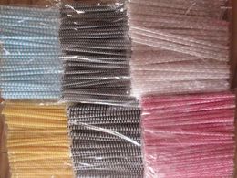 Drinking Straws 10pcs Printing Color Reusable Plastic Thick Threaded Straw For Party Home Use With Brush And Bag