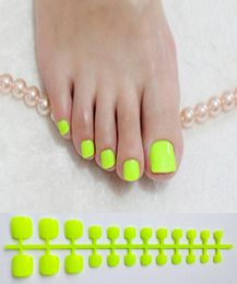 Bright Green Acrylic Fake Toe Nails Square Press On Nails For Girls Articficial Candy Macaron Color False Toenails For Girls9933388