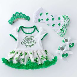 Summer Spring and Children's Clothes Baby Saint Patrick Party Baby Kjol Socks Set Green Gaze Princess Kirt