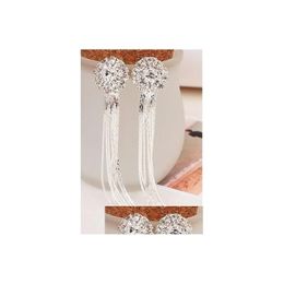 Dangle Chandelier Diamond Earrings Long Exaggerated Temperament Round Tassel Pendant Women Personality Fashion Jewellry Accessories Pa Otk89