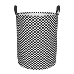 Laundry Bags Black White Checker Foldable Baskets Dirty Clothes Toys Sundries Storage Basket Home Organiser Large Waterproof Bucket