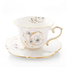 Cups Saucers Gold Edge Reusable Porcelain Dinnerware Set Creative Non-slip Coffee