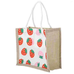 Dinnerware Bento Bag Lunch Box Containers For School Bags Work Students Cloth Canvas Strawberry