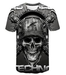 Skull T shirt Men Skeleton Tshirt Punk Rock Tshirt Gun T shirts 3d Print Tshirt Vintage Men Clothing Summer tops Plus Size 6XL2288015