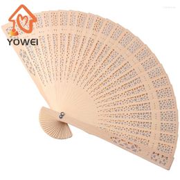 Decorative Figurines 1pc Vintage Folding Bamboo Original Wooden Carved Hand Fan Wedding Bridal Party