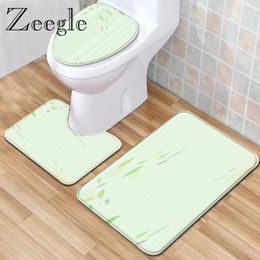 Bath Mats Zeegle Printed Bathroom Mat Set 3pcs Toilet Rug Flannel Soft Floor Anti-slip Shower Room Foot Modern Carpet