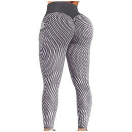 Hip Pocket Honeycomb High Waist Large Size Yoga Casual Women's Pants F1517