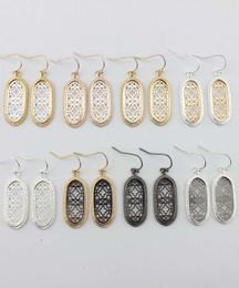 Selling Boutique Filigree Oval Dangle Earrings Two Tone Filigree Earrings for Women Fashion Filigree Pattern Statement Jewelry7451023