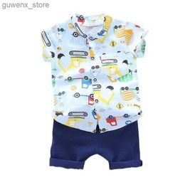 Clothing Sets New Summer Baby Boys Clothes Suit Children Casual Cartoon Shirt Shorts 2PcsSets Infant Outfits Toddler Costume Kids Tracksuits Y24041599MJY2404179