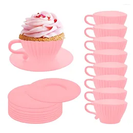 Baking Moulds 4Set Silicone Cupcake Cups Muffin Cake Tea Teacup Mould Reusable Oven Safe Afternoon Party Chocolate