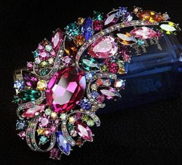 Extra Large Designer Luxury Brooch Multicoloured Crystal Diamond Diamante Wedding Brooch25773678303600