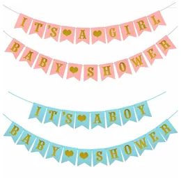 Party Decoration Baby Shower Banners Blue Pink It Is A Boy Girl Hanging Paper Bunting Garland Gender Reveal Supplies