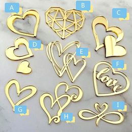 Party Supplies 10Pc/set Ins Style Love Heart Acrylic Cake Topper Birthday Decoration Marking Wedding