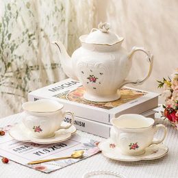 Mugs European Coffee Cup And Saucer Set English Afternoon Flower Tea Family Small Luxury Elegant Water Kettle