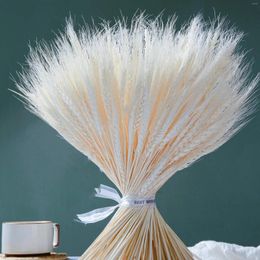 Decorative Flowers 150pcs Real White Wheat Stalks Natural Dried Ear Of Grass Bundle For Home Table Flower Arrangement Art Fall Wedding Decor