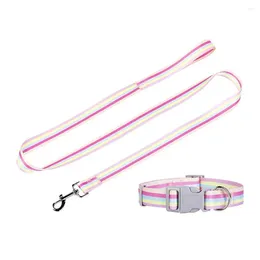 Dog Apparel Macarone Walking Rope Strong Durable Collar Nylon Tape Adjustable Traction Belt Pet
