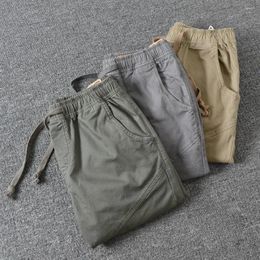 Men's Pants Men Spring Slim Cropped Solid Colour Sporty Trousers For Party