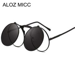 ALOZ MICC Vintage Flip Up Round Sunglasses Men Newest Punk Metal Sun Glasses Women Female Fashion Eyewear De Sol A0254669052