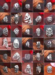 Top Gothic Punk Assorted Skull Sports Bikers Women039s Men039s Vintage Antique Silver Skeleton Jewellery Ring 50pcs Lots Whole9731542