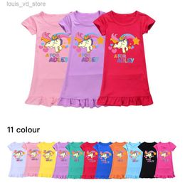 Girl's Dresses A for Adley Nightdress Summer Baby Girls Pyjamas Dresses Children Cartoon Nightgown Home Clothes Kids comfortable Sleepwear T240415