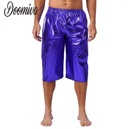 Men's Shorts 2024 Men Fashion Shiny Metallic Trunks Underwear Short Pants For Disco Music Festival Themed Party Stage Performance