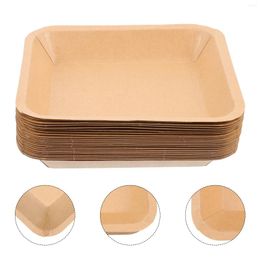 Disposable Dinnerware 25 Pcs Serving Tray Pack Kraft Paper Plates Exposure Fried Snack Bracket Packing Thickened Chip