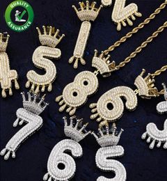 Iced Out Pendant Mens Hip Hop Chain Pendants Hiphop Jewellery Luxury Designer Necklace Bling Diamond Number Rapper Boy Gold Silver C6797039