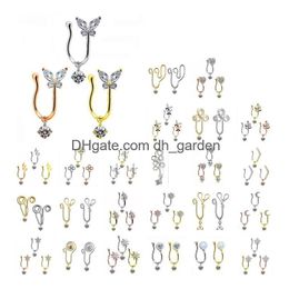 Beaded Nose Rings Mti Style Copper Inlaid Zircon Puncture Ring Jewellery Wholesal Drop Delivery Bracelets Dhgarden Dhfwy