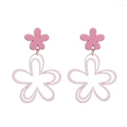 Stud Earrings Korean Hollow Sweet Flower Earring Elegant Big Pendant Drop Gift