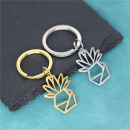 Keychains Nedar Origami Flower Pendant Keyring Plant Boho Purse Bag Charms Jewellery Stainless Steel Keychain Ethnic Floral Key Chain Gift