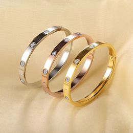 Designer screw bracelet fashion luxury Jewellery 18K rose gold silver titanium steel diamond 16 17 19 20 size bracelet for men and women for wedding
