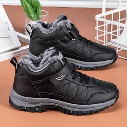 Walking Shoes Winter Men Boots Leather Waterproof Outdoor Non-slip Hiking Unisex Women Warm Plush Ankle Boot Big Size 47 48