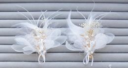Bridal Wedding Accessories feather silk head flower pin bridal flower headwear6773758