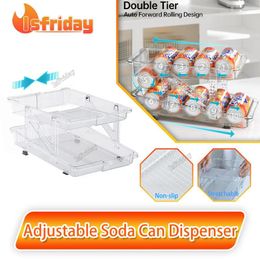 Kitchen Storage Soda Can Dispenser For Refrigerator Double-Layer Beverage Rack Accessories Organiser Holder