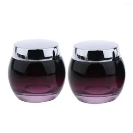 Storage Bottles 2pcs 120g Glass Sample Bottle Cosmetic Jar Cream Container - Purple Gradient