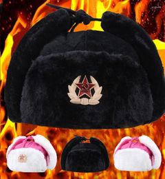 Berets Soviet Badge Winter Warm Hats CCCP Bomber Cap Men Women Russian Gorras Chapka Thick Earmuffs Ski Bonnet Ushanka Casquette H5209861