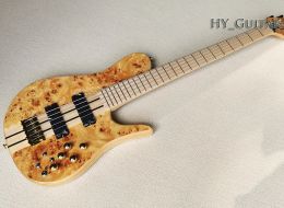 Cables 5 Strings Natural Wood Colour Neckthrubody Electric Bass Guitar with Bark Grain Veneer Maple fretboard