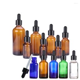 Storage Bottles 5ml-100ml Eye Dropper Thick Clear Amber Glass Tincture Leakproof Essential Oils Containers For Liquid Cosmetics