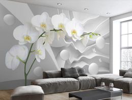 custom 3d stereoscopic wallpaper space butterfly orchid ball wallpaper modern living room bedroom 3D wallpapers large mural9101140
