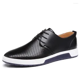 Dress Shoes Fashion Casual Leather Men's Round Toe Solid Color Breathable Business Flats Large Size Office Shoe Chaussure Homme